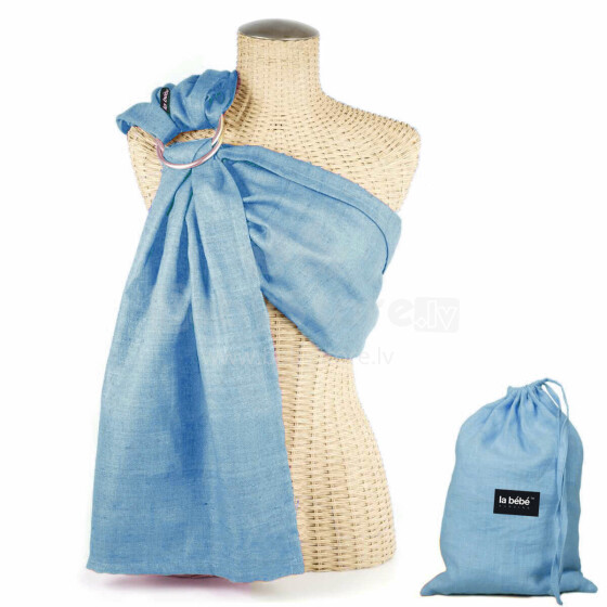 La bebe™ Nursing Sling Cotton Art.141914 Blue Zīdaiņu slings no kokvilnas ar rinķiem (bērniem līdz 36 mēnešiem)+ DĀVANĀ mugursomiņa (25x30cm)