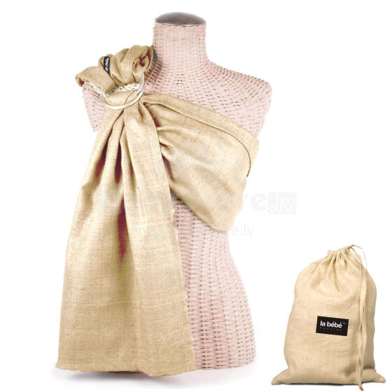 La bebe™ Nursing Sling Cotton Art.141915 Beige Слинг из хлопка с кольцами (для детей до 36 месяцев) + мешочек для хранения