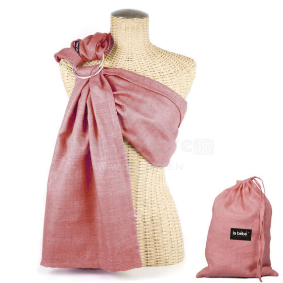 La bebe™ Nursing Sling Linen Art.141916 Pink Слинг из натурального льна с кольцами (для детей до 36 месяцев) + мешочек для хранения