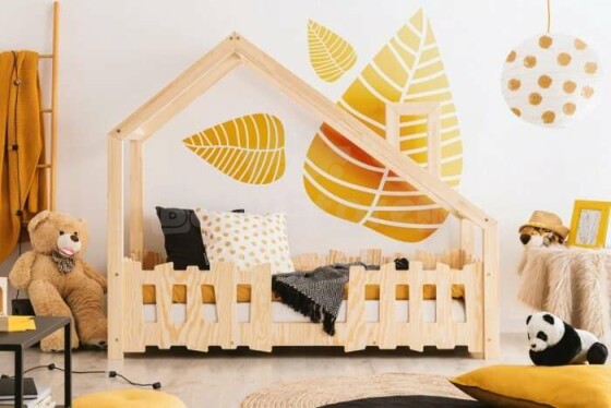 Adeko Furniture Yoko Art.70140  Bērnu gulta mājas formā no dabīgas priedes  140x70cm