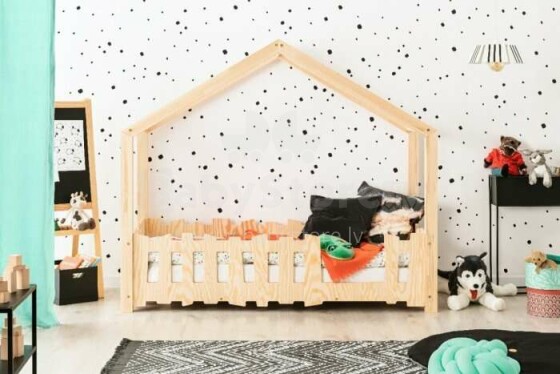 Adeko Furniture Selo B Art.SeloB-70140  Bērnu gulta mājas formā no dabīgas priedes  140x70cm