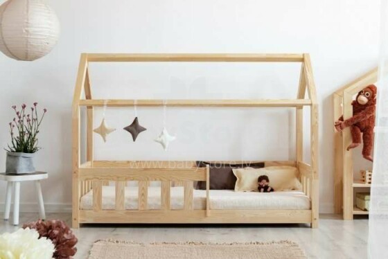 Adeko Furniture Mila MBP Art. MBP-70140  Bērnu gulta mājas formā no dabīgas priedes  140x70cm