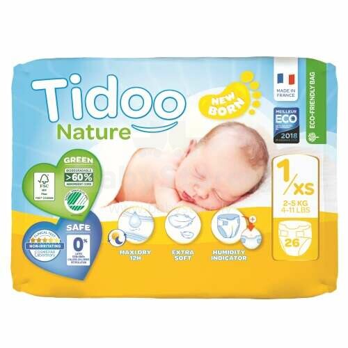 Tidoo Nature Newborn Art.142566  Экологические подгузники 2-5 кг 26 шт.