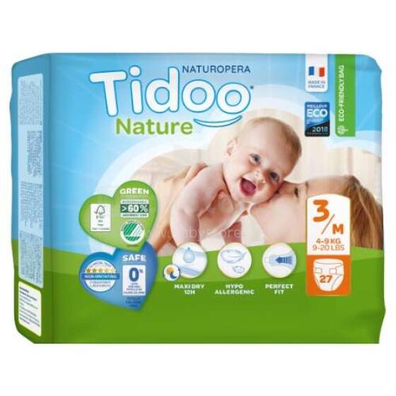 Tidoo Nature  Art.142568  Ekoloģiskās autiņbiksītes M izmērs 4-9 kg, 27 gab