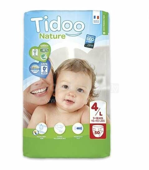 Tidoo Nature Art.142611 Ecological diapers L size 7-18kg, 50 pcs.