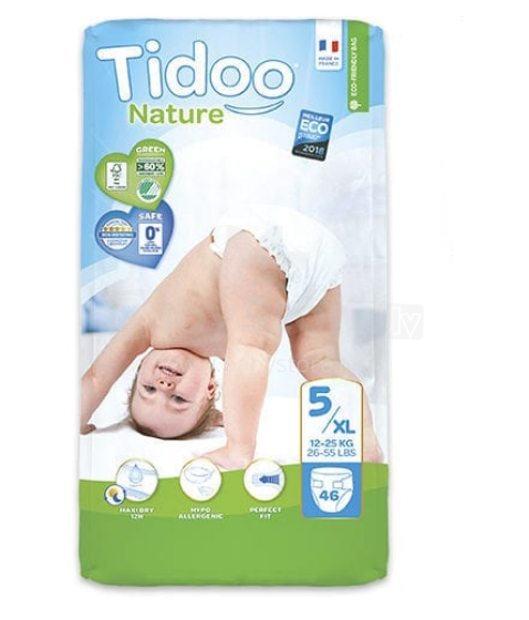 Tidoo Nature  Art.142612  Ekoloģiskās autiņbiksītes XL izmērs 12-25 kg, 46 gab