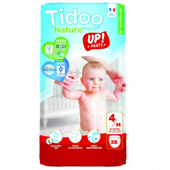 Tidoo Nature Pants Art.142636 Ekoloģiskās autiņbiksītes - biksītes M izmērs 8-15 kg, 38gab