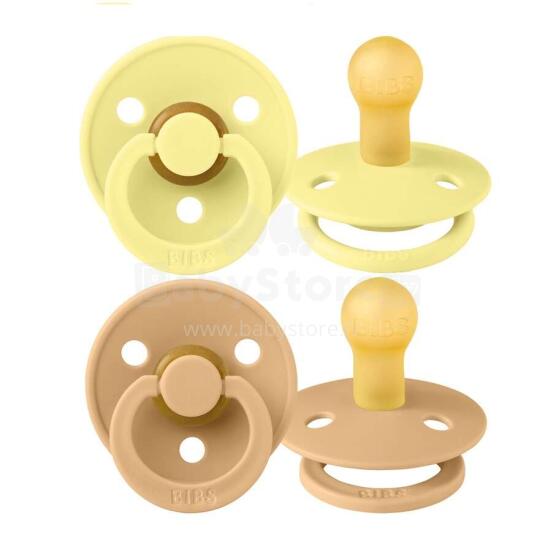 Bibs Colour Art.142920 Desert sand/Sunshine Пустышка (соска) из 100% натурального каучука-форма вишенка 6-18 мес.(2 шт.)