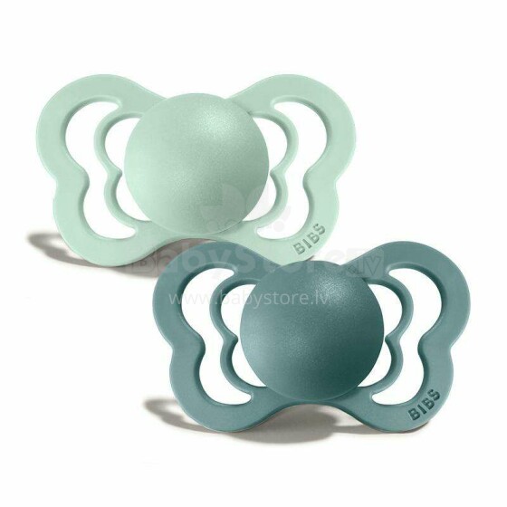 Bibs Couture Art.143046 Nordic Mint / Islan Sea Soothers 6-18 m., 100% natural