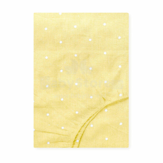 UR Kids Cotton  Art.143522  Yellow Dots Bērnu kokvilnas palags ar gumiju 140x70cm