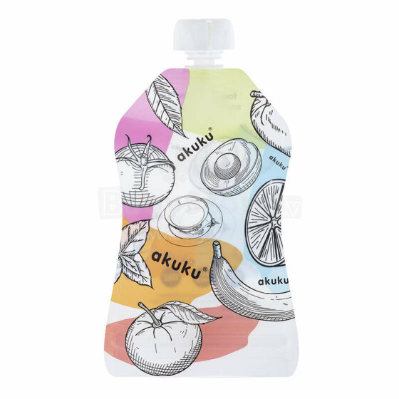 Akuku  Squeeze Bag Art.A0056 Многоразовый контейнер для  воды, пюре, соков ,150мл,5 шт.