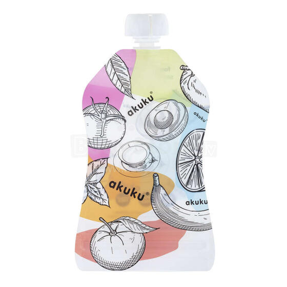 Akuku  Squeeze Bag Art.A0056 Многоразовый контейнер для  воды, пюре, соков ,150мл,5 шт.