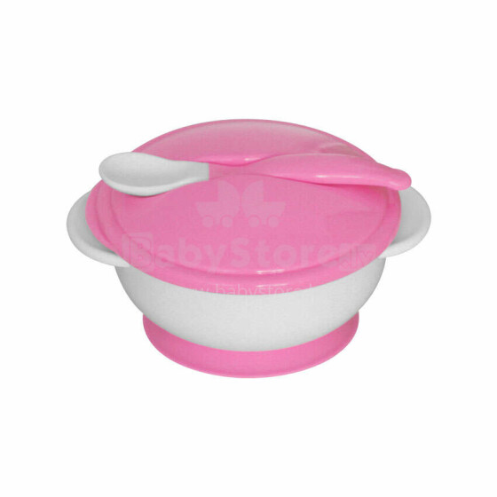 Lorelli Bowl Art.10230400002 Pink Тарелка - контейнер с ложкой на присоске
