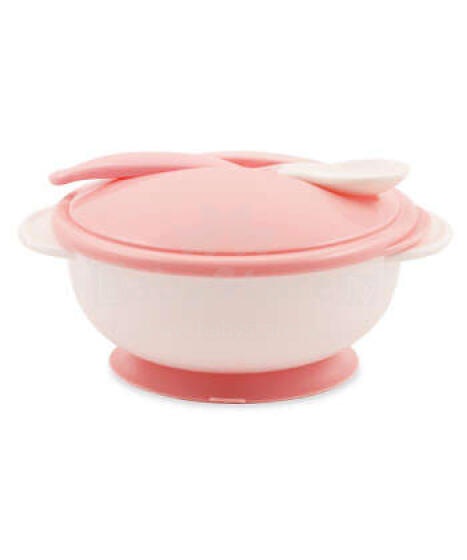 Lorelli Bowl Art.10230400005 Blush Pink Bļoda ar vāku un karoti ar piesūkni