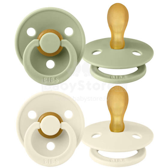 Bibs Colour Symmetrical Art.2221416 Sage/Ivory -  Simetriskais māneklītis(knupītis) no 100% naturāla (dabas) kaučuka no 6-18 mēn. (2 gb.)