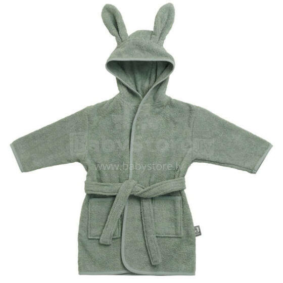 Jollein Bathrobe Art.060-809-00095 Ash Green Bērnu mīksts frotē halāts ar kapuci