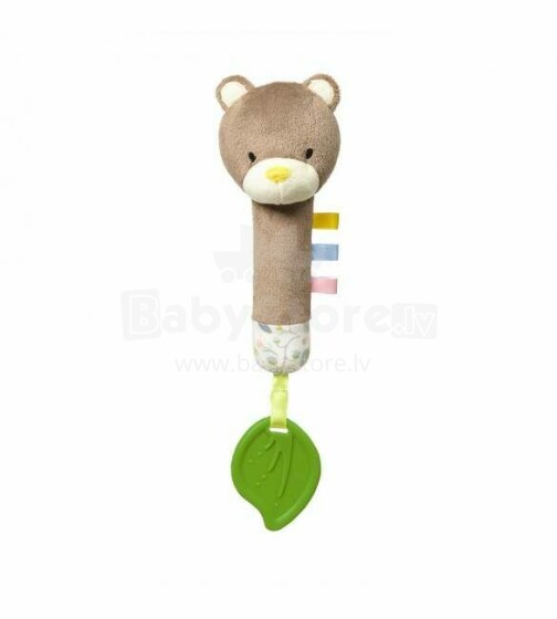 Babyono Teddy Art.1431 Velūra rotaļlieta ar pīkstuli un zobu riņķi
