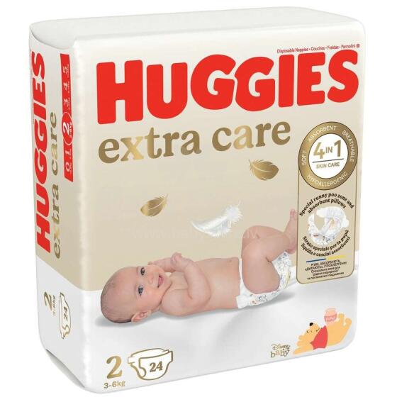 Huggies Extra Care 2 Art.041550275 подгузники с экологичным хлопком 3-6kг, 24шт.