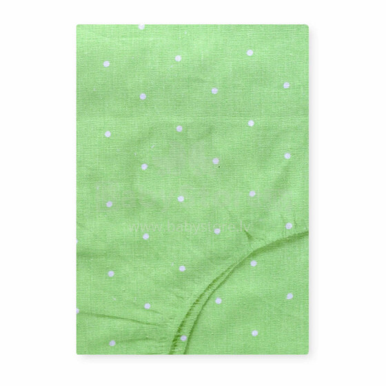 UR Kids Cotton  Art.144549 Green Dots Bērnu kokvilnas palags ar gumiju 160x80cm