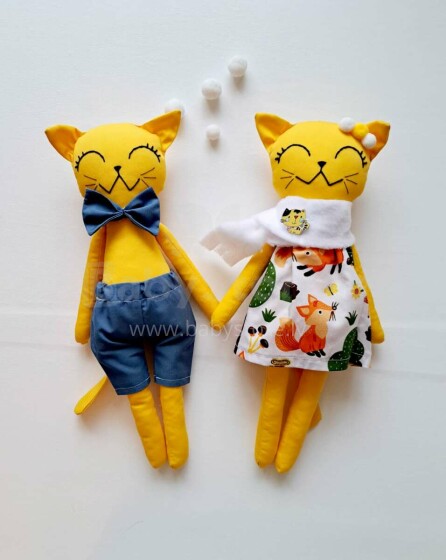 Hand Made Toys Art.144861 Cat Mīkstā  rotaļlieta no dabiska kokvilna,33cm (roku darbs)