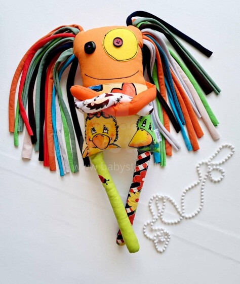 Hand Made Toys Art.144866 Monsters Oranžs Mīkstā  rotaļlieta no dabiska kokvilna, 46cm (roku darbs)