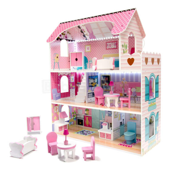 Ikonka  Dollhouse Art.KX6484 Деревянный кукольный домик с мебелью
