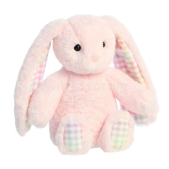 AURORA Rainbow Gingham Bunnies Plush Pink Bunny, 18 cm