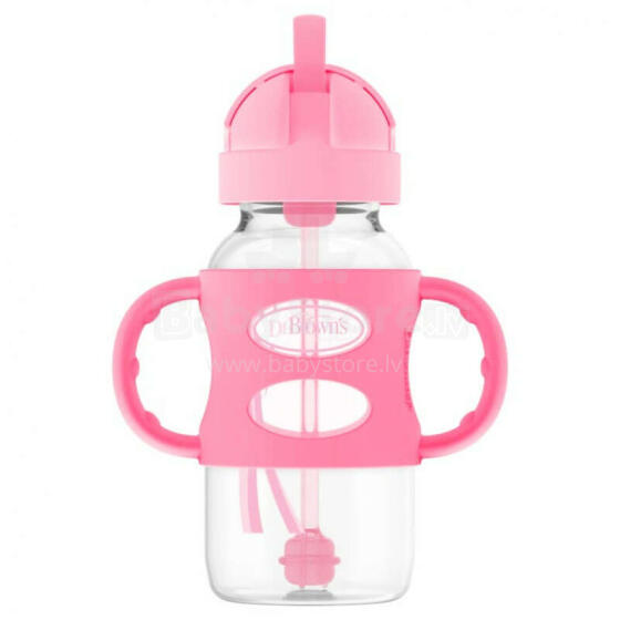Dr.Browns Art.WB91011 Pink pudele ar šauru kaklu ar salmiņu un atsvaru 270 ml