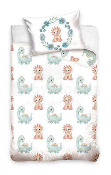Carbotex Bedding Dino 100x135/40x60cm Art.203010 Kokvilnas gūltas veļas komplekts