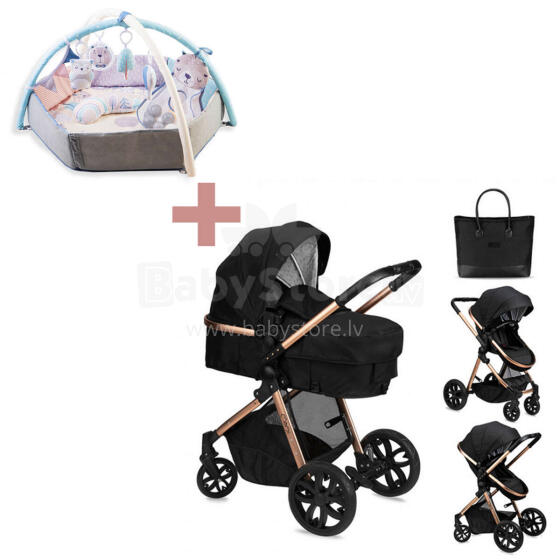 Momi Limuru 2 in1 Art.WOSP00029 Black Универсальная коляска 2 в 1+Подарок! Qkids Playmat Noe Art.MAED00017 Развивающий коврик с игрушками