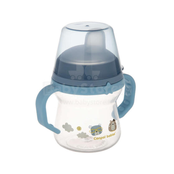 CANPOL BABIES krūzīte ar silikona snīpi, FirstCup BONJOUR PARIS, 150ml, zila, 56/612_blu