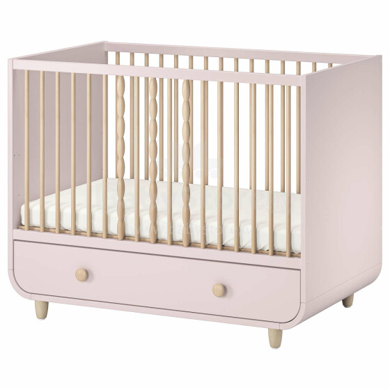 MYLLRA Art.504.626.11 cot with drawer, 60x120 cm, light pink