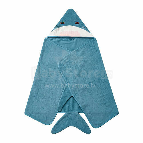 BLAVINGAD Art.905.284.41 полотенце с капюшоном, 70x140 см, форма акулы/серо-голубой цвет