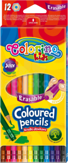 Colorino Kids Art.147074  Детские цветные  карандаши c резинкой 12 шт.