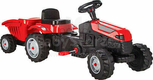 Toma Tractor Art.07316 Red Bērnu stumjamā mašīna/traktors  ar  piekābi
