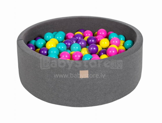 MeowBaby® Color Round Art. 1017886 Tamsiai pilkas sausas baseinas su kamuoliukais (200vnt.)