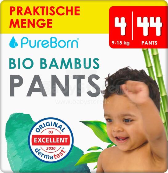 Pureborn  Organic Bamboo Pants Art.147135 Ekoloģiskās  uzvelkamās biksītes  4 izmērs,9-15 kg