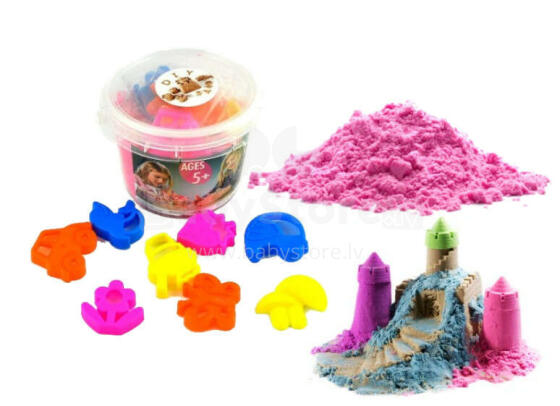 Ikonka Art.KX9509 Kinētiskās smiltis 350 g spainītī + 8 veidnes