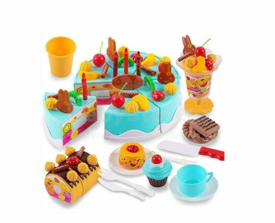 Ikonka Art.KX9746 Birthday Cake Cutting Kitchen 75 el. blue