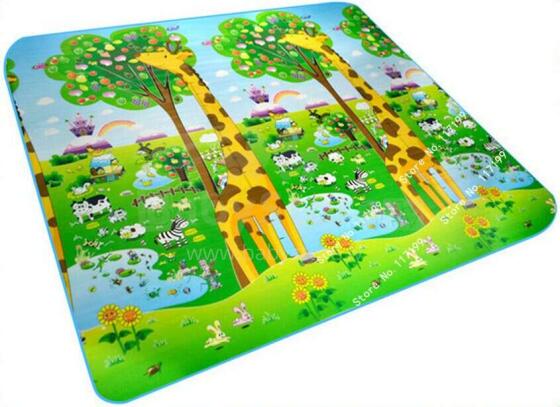 Ikonka Art.KX8040 Izglītojošs abpusējs putuplasta paklājs ZOO 200cm x 180cm x 0,5cm