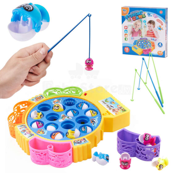 Ikonka Art.KX7583 Family game fishing 15 fish + 4 rods