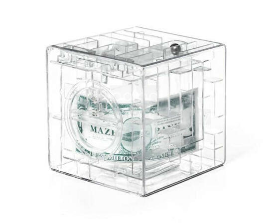 Ikonka Art.KX7765 Moneybox labyrinth puzzle transparent 10cm