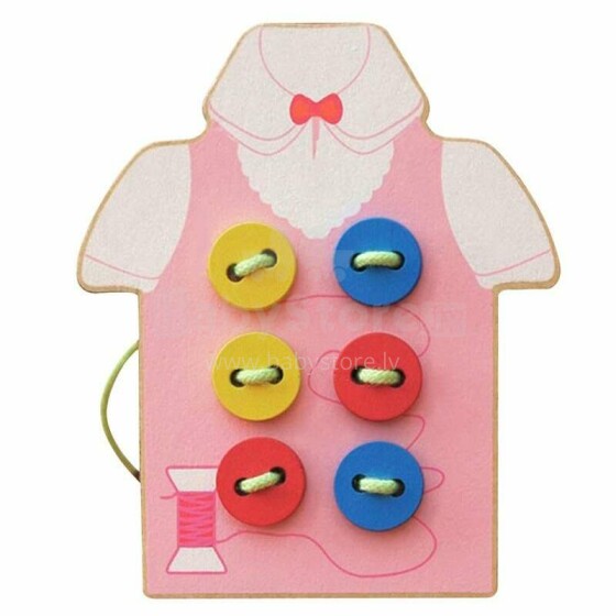 Ikonka Art.KX7859 Educational kit for learning to sew buttons pink