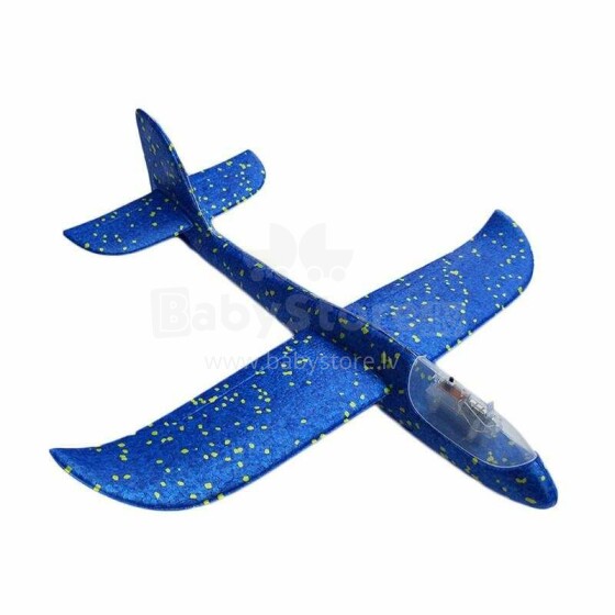 Ikonka Art.KX7956_1 Blue Glider plane Styrofoam 8LED MIX 48x47cm