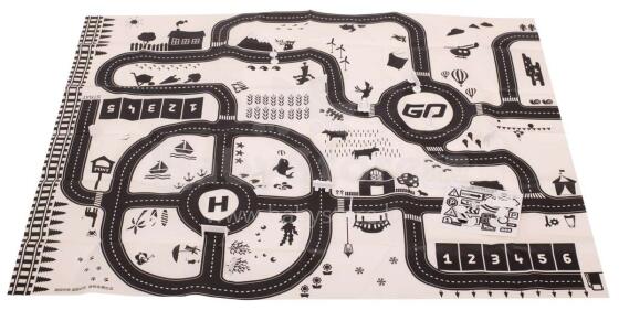Ikonka Art.KX7978 Play mat city street + road signs waterproof cream 130x100cm