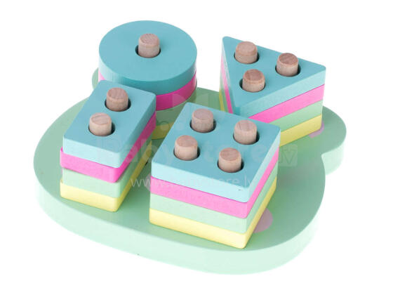 Ikonka Art.KX6900 Wooden sorter match shapes puzzle 4 towers