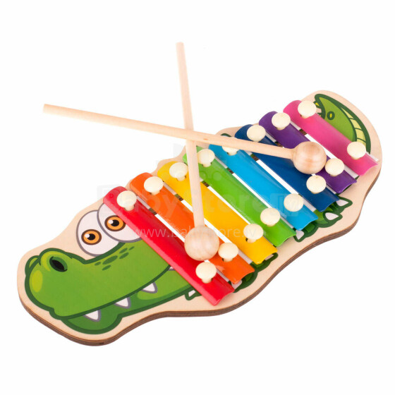 Ikonka Art.KX7282 Värviline puidust dulcimer lastele krokodill