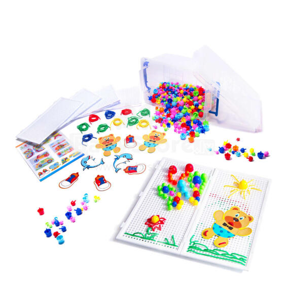 Ikonka Art.KX7477 Puzzle pins mushrooms + learning to sew set of 603el