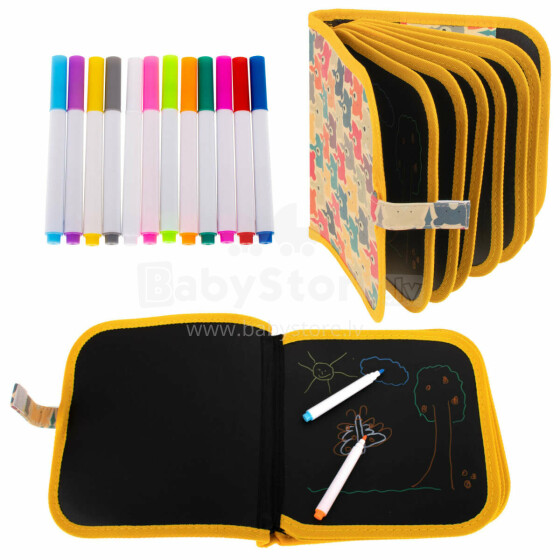 Ikonka Art.KX7475 Portable chalkboard soft notebook sketchbook teddy bear