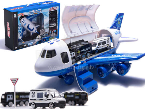 Ikonka Art.KX6684_1 Transporter lidmašīna + 3 policijas automašīnas